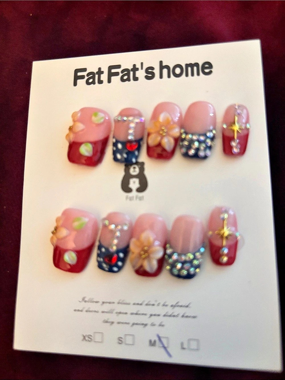 Fat's home Acrylic Nail Extension Set Pink & Red Medium